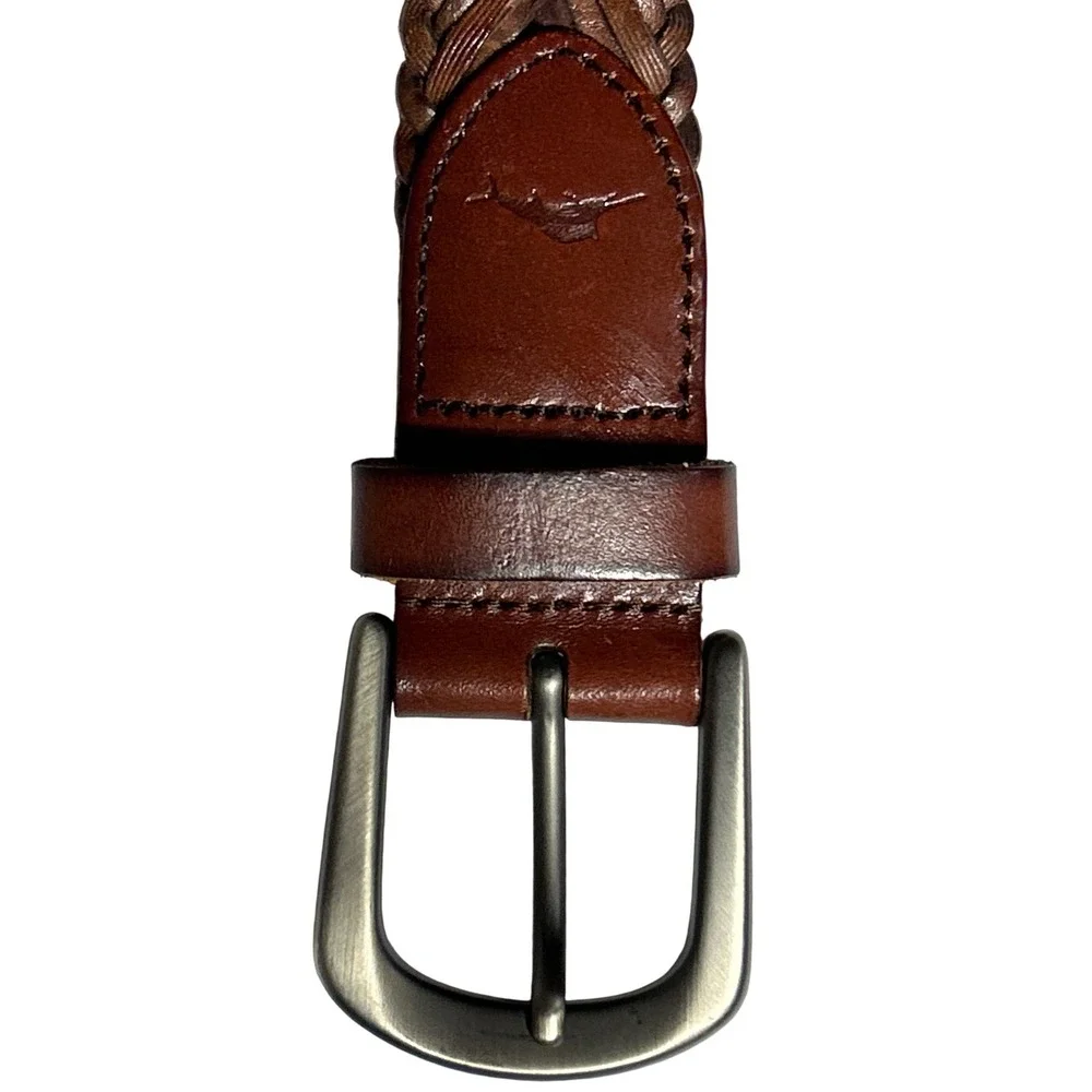Tommy Bahama Mens Brown Braided Genuine Leather Belt Size 40